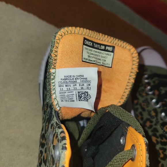 RARE🔥 Converse ZOOM CONS PRO CTAS Hi Leopard Olive Cheetah Print Sz 3.5 M Shoes - Picture 8 of 10